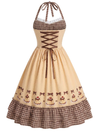 50er Kleid mit Neckholder und Schleife