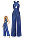 70er Pailletten-Jumpsuit mit Kreuz-Cut-out und Neckholder