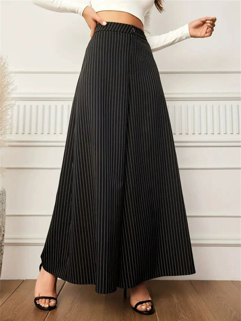 Schwarz 1940er Nadelstreifen Super Weites Bein Hose