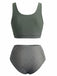 Olivgrün 1940er Binde Front Hohe Taille Tankini Set