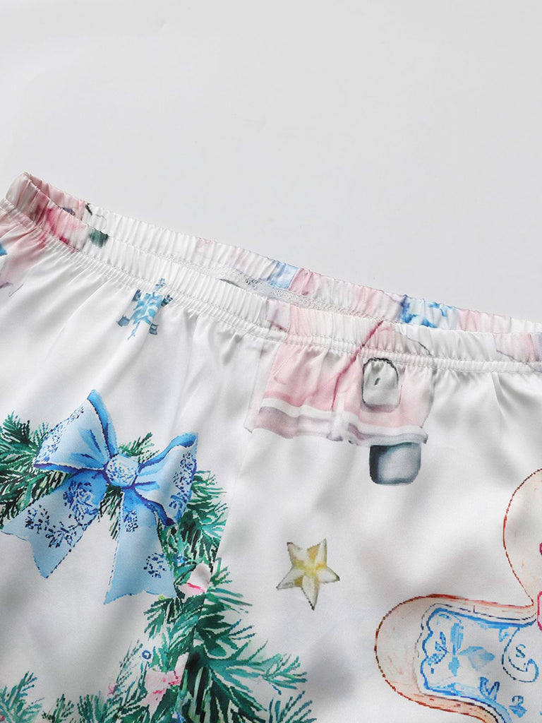 Blau 1940er Weihnachten Nussknacker Zuckerstange Pyjama-Set