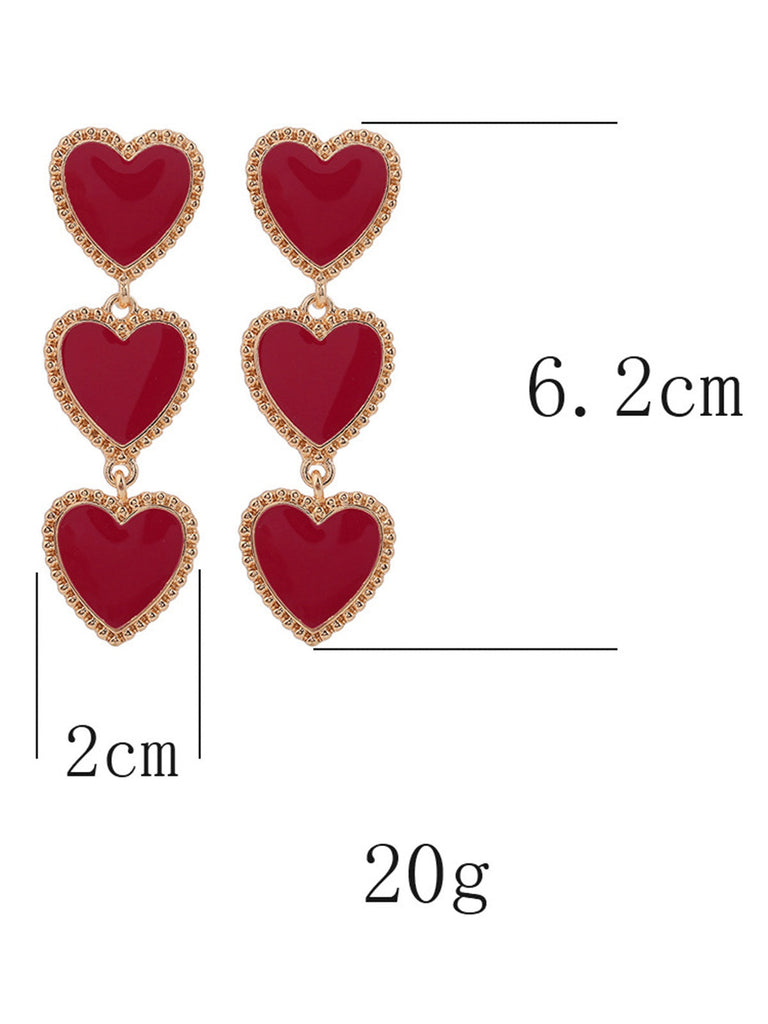 Valentinstag Dreifach Herzförmig Anhänger Ohrringe