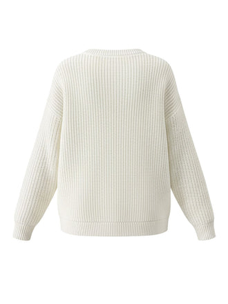 Weiß 1980er Weihnachten Plaid Bogen Rundhals Pullover