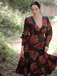 SCHWARZES ROSEN LATERNEN ÄRMEL SCHNÜRKLEID