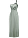 1940er Solide Satin Eine Schulter Kleid