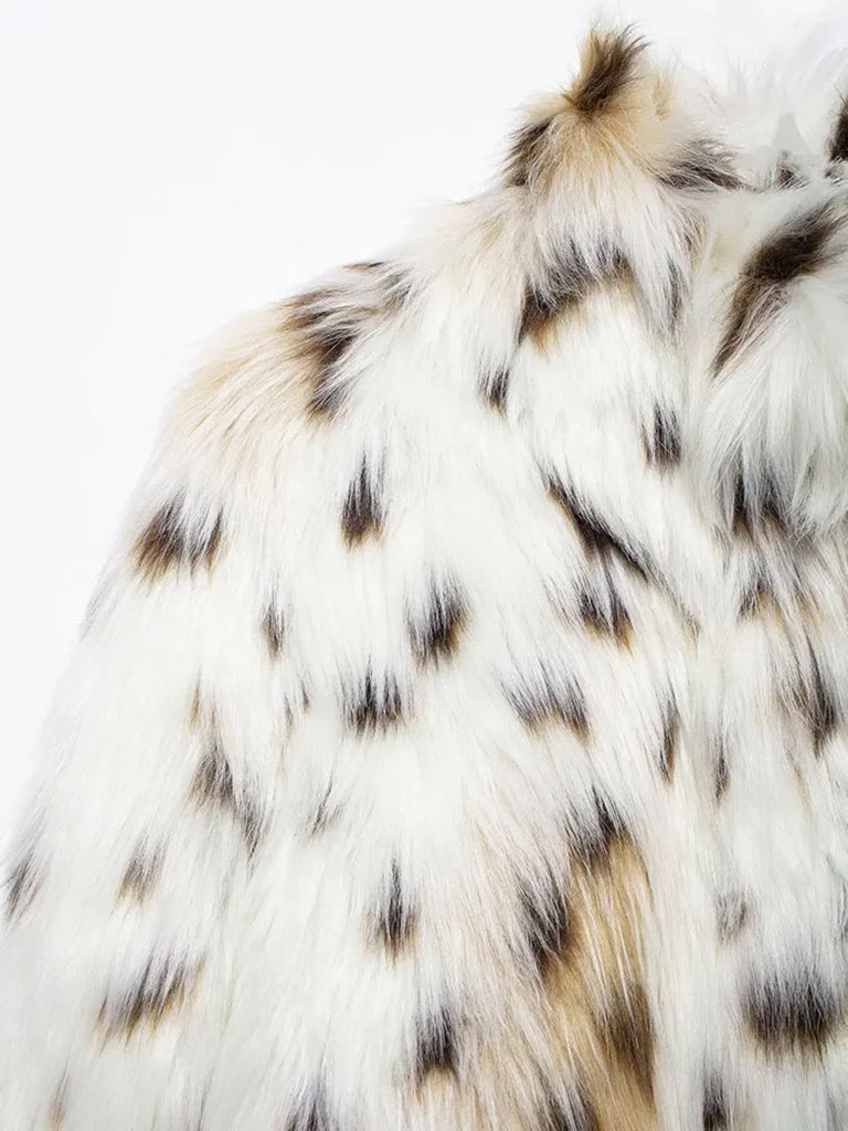 Weiß 1980er Ren Kunstpelz Jacke