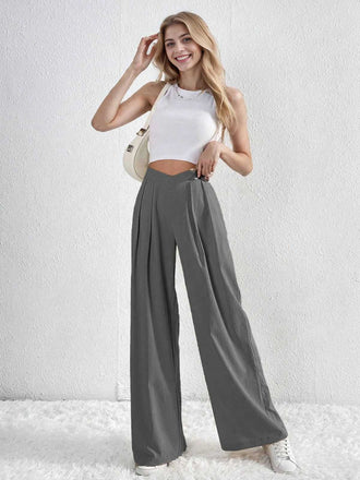 1930er Solide Kreuz Plissiertes Gerade Hosen