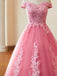 Rosa 1930er Glinda Wicked Schulterfrei Spitze Netz Ball Kleid