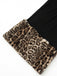 Schwarz 1930er Leopard Pelz Patchwork Einschultrig Kleid