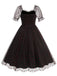 1950er Puffärmel Valentinstag Herzen Netz Kleid