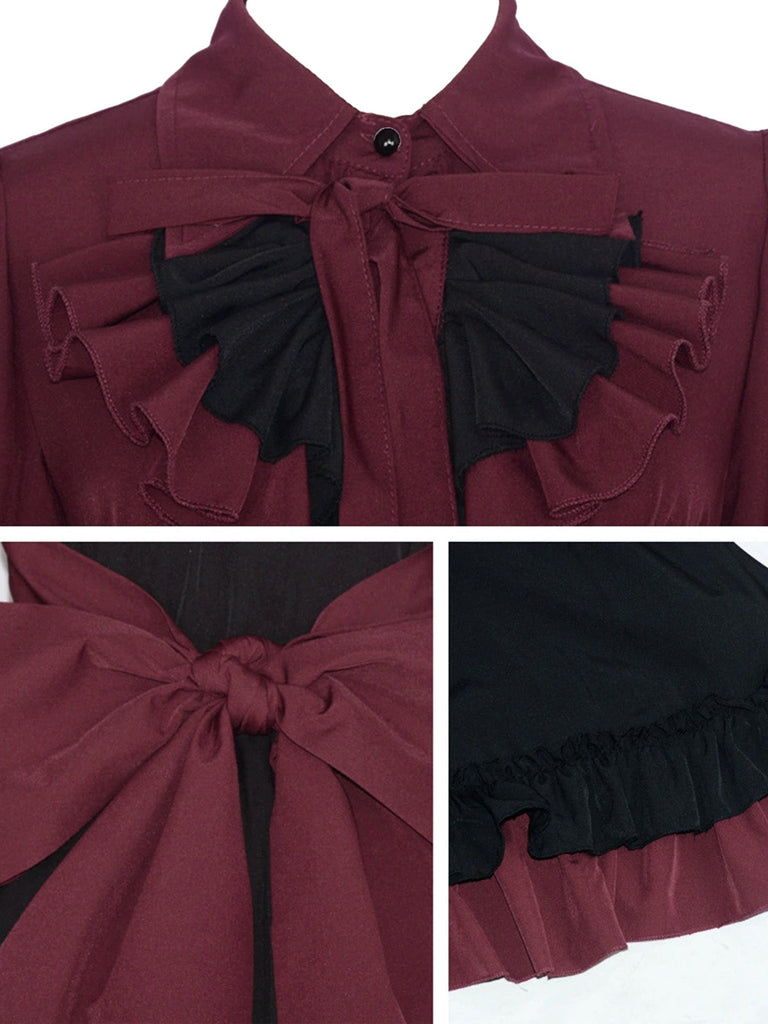 1950er Gothic Viktorianisch Rüschen Bogen Kleid