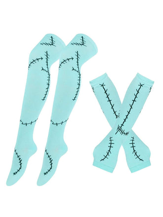 Halloween Genähter Druck Fingerlose Handschuhe & Socken