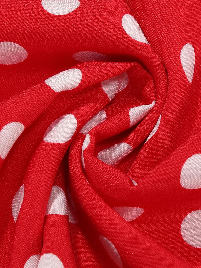 1950er Bogen Binde-Hals Polka Punkte Gürtel Kleid