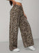 1970er Leopard Weites Bein Kordelzug Hose