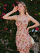 1960er Spaghetti Träger Blumen Rüschen Kleid