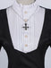 Schwarz 1940er Nonnen-Stil Kreuz Halskette Kleid