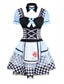 Blau 1960er Alice Puffärmel Apron Kleid