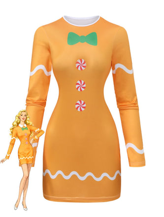 Gelb 1960er Lebkuchen Cosplay Kleid