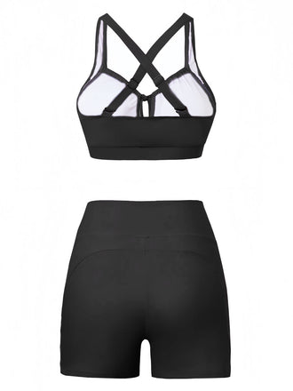 50er Bikini-Set & Shorts mit Criss-Cross und Raffung