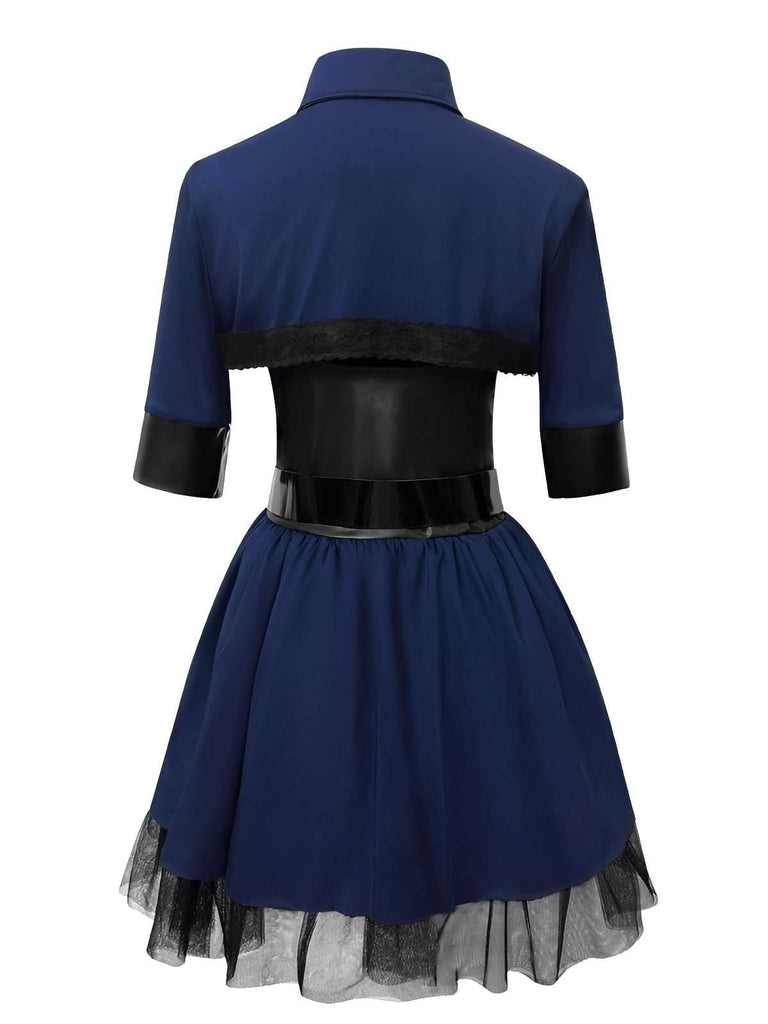Dunkelblau 1960er Polizei Halloween Cosplay Kleid