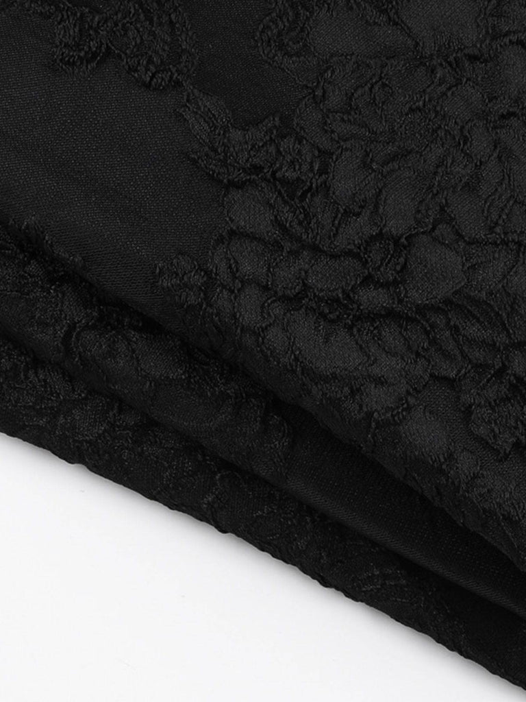 Schwarz 1950er Quadratischer Hals Spitze Kreuzen Bubble Kleid