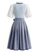 Blaues 50er Kleid mit Schürze und kurzem Top