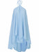 Blau 1970er Solide Mehrschichtig Chiffon Binde Babydoll Kleid