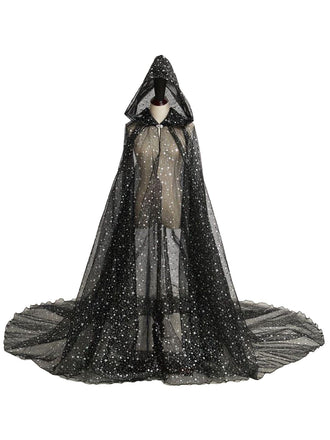 Halloween Gold Foil Hooded Lang Train Cape