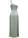1940er Solide Satin Eine Schulter Kleid