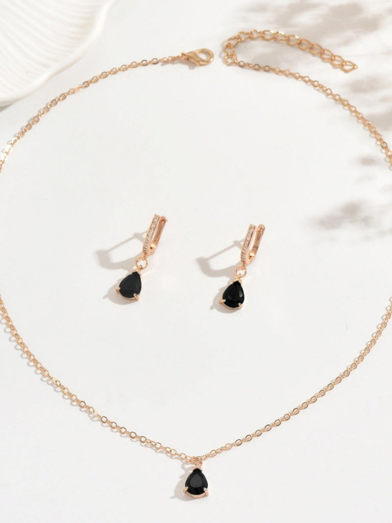 Gold Tropfen Ohrringe & Halskette Set