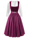 Pflaumenfarbenes 50er Kleid mit Schürze und Spitze
