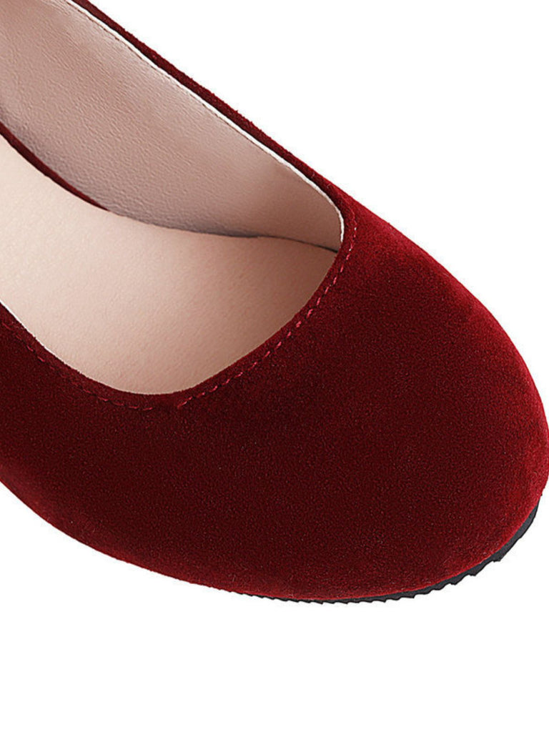 Vintage Bogen Klobige Wildleder Hohem Absatz Schuhe