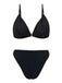 1960er Solide Netz Tiefer Ausschnitt Bikini Set & Cover-Up