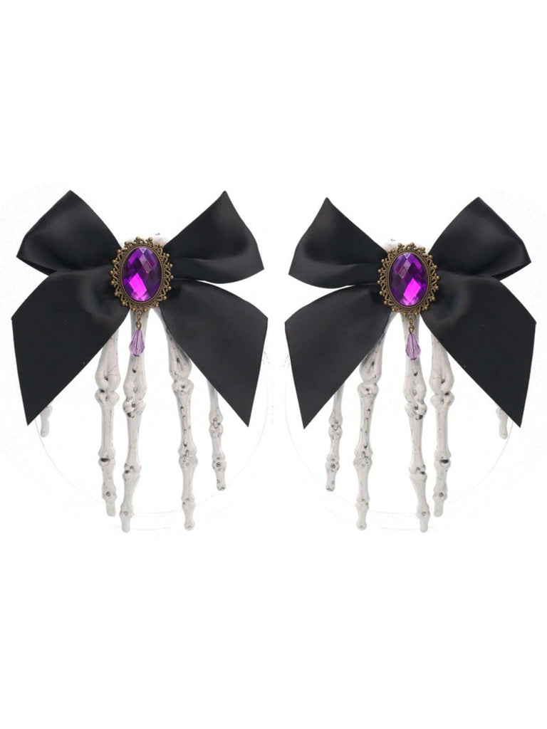 Schwarz Gothic Bogen Skeleton Hand Haarspange