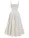 1950er Spitze Gerüschtes Polka Dot Kleid