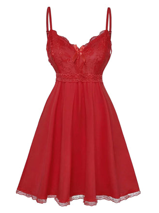 1940er Spaghetti Träger Spitze Bogen Nachthemd