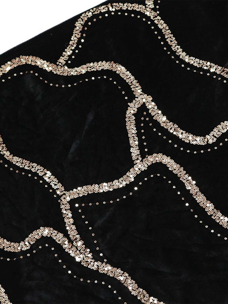 Schwarz 1980er Trägerlos Pailletten Bodycon Kleid