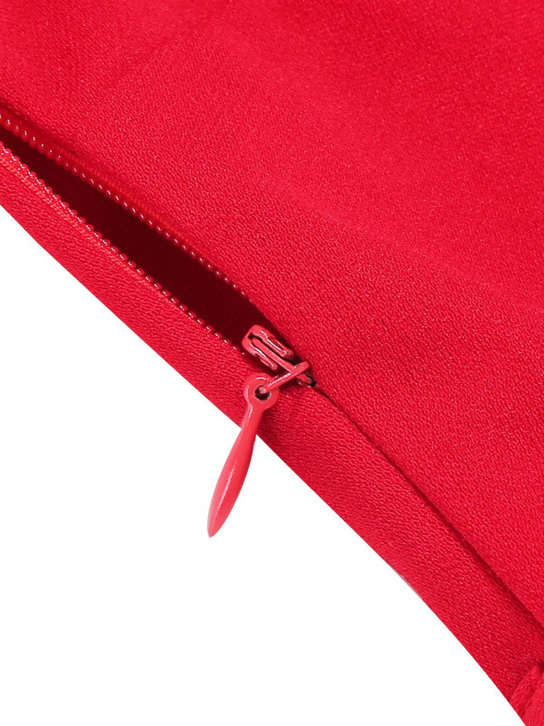 1950er Bogen Binde-Hals Polka Punkte Gürtel Kleid