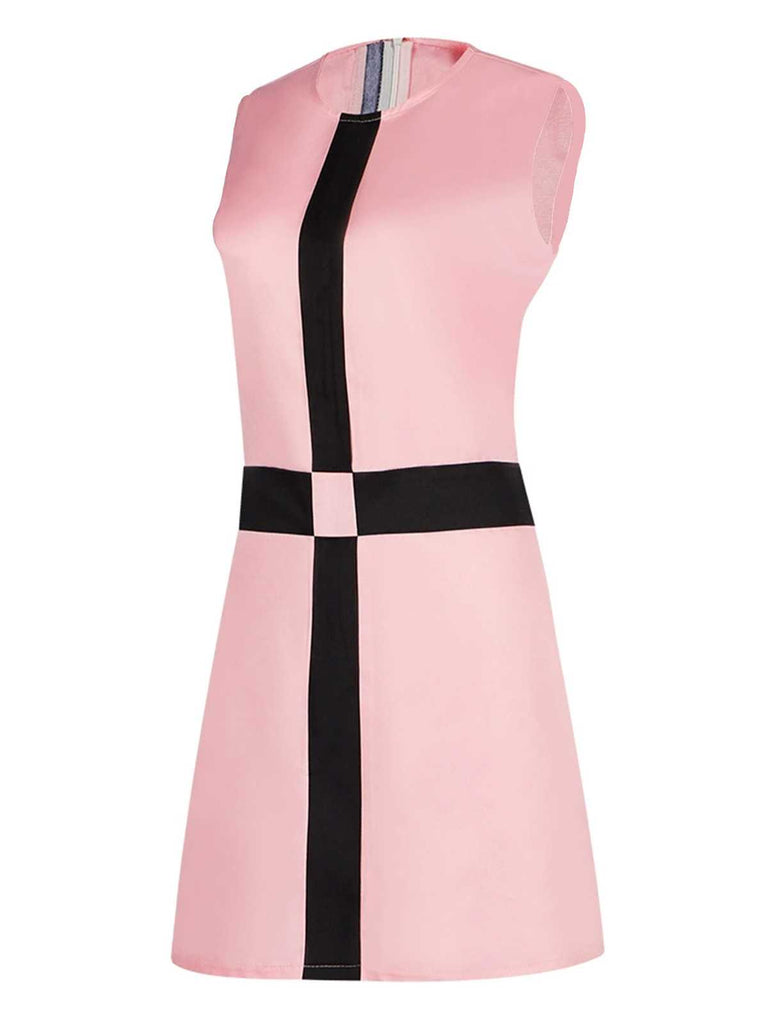 Rosa 1960er Das Damengambit Kostüm Ärmellos Kleid