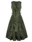 1940er Solide Ärmellos Kordelzug Schnürung Kleid