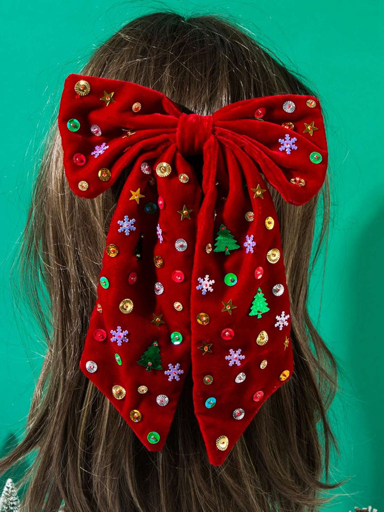 Vintage Weihnachten Samt Große Bogen Haarnadel