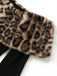 Schwarz 1930er Leopard Pelz Patchwork Einschultrig Kleid
