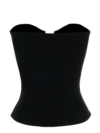 Schwarz 1980er Punk Nietenbesetzt Korsett Top