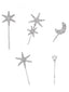 5PCS Silber Kristall Stern Mond Haarspange Set