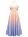 1940er Ombre Tief V-Ausschnitt Halter Kleid