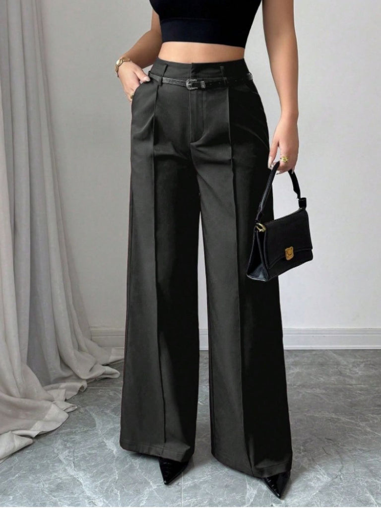1960er Solide Hohe Taille Weites Bein Hose