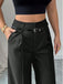 1960er Solide Hohe Taille Weites Bein Hose