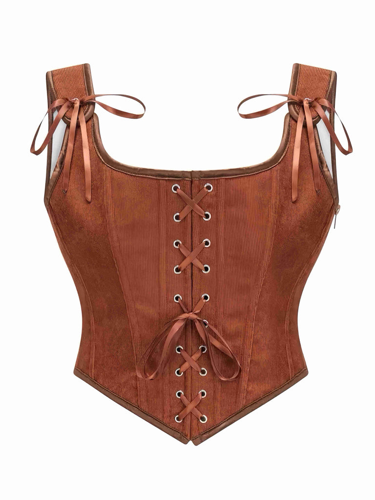 1980er Suede Bogen Schnürung Korsett