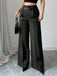1960er Solide Hohe Taille Weites Bein Hose
