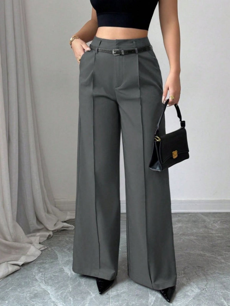 1960er Solide Hohe Taille Weites Bein Hose